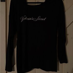Victoria's Secret Black Long Sleeve Tee Open Back Blouse Size Large